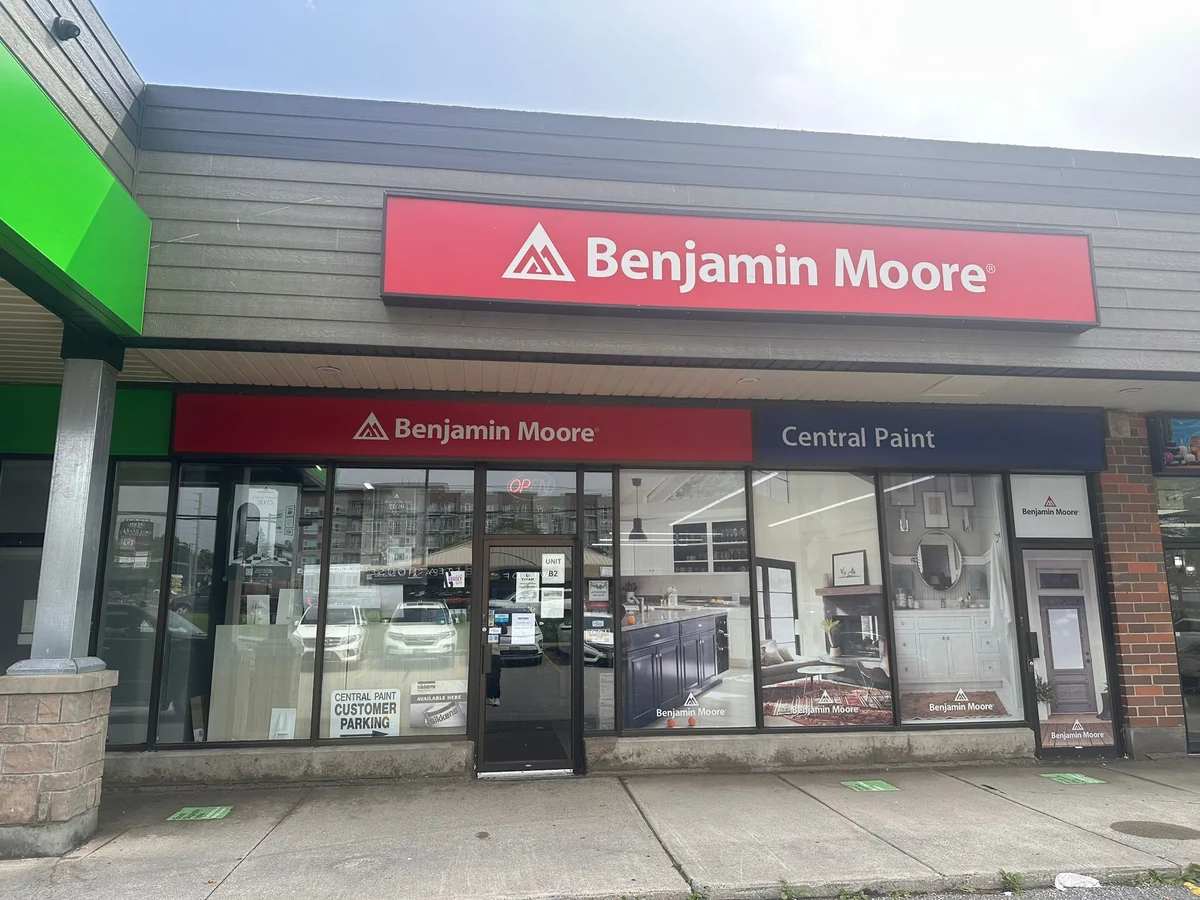 Central Paint Inc. Benjamin Moore storefront on Stevenson Road South in Oshawa
